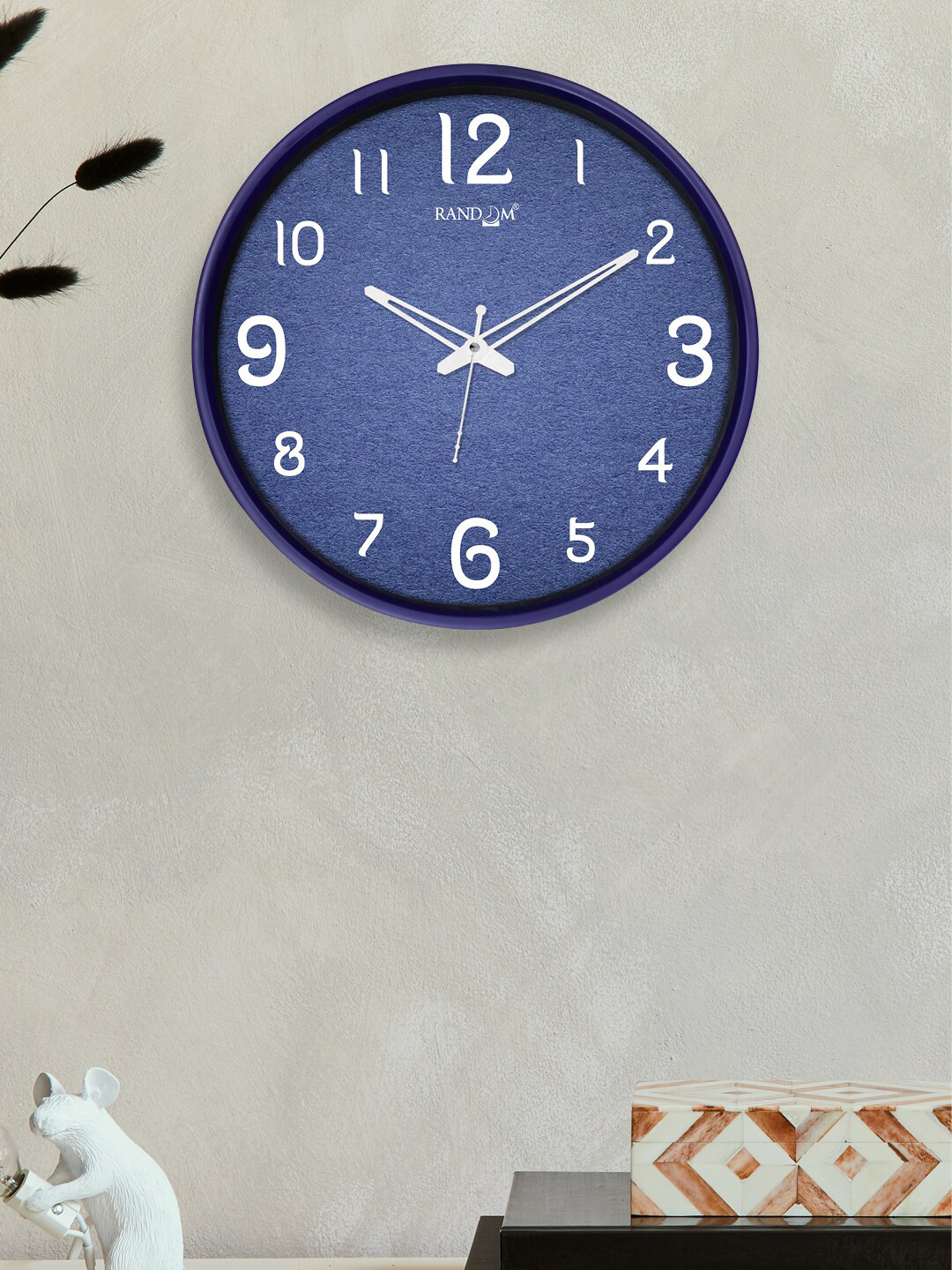 RANDOM Blue & White Quartz Movement 12-Inch Dual Frame Solid Texture Wall Clock With Glass