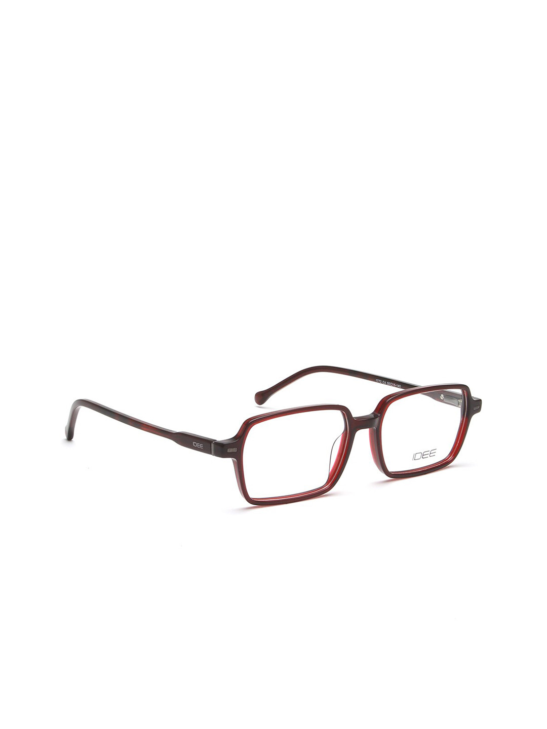 IDEE Unisex Transparent & Maroon Full Rim Rectangle Frames