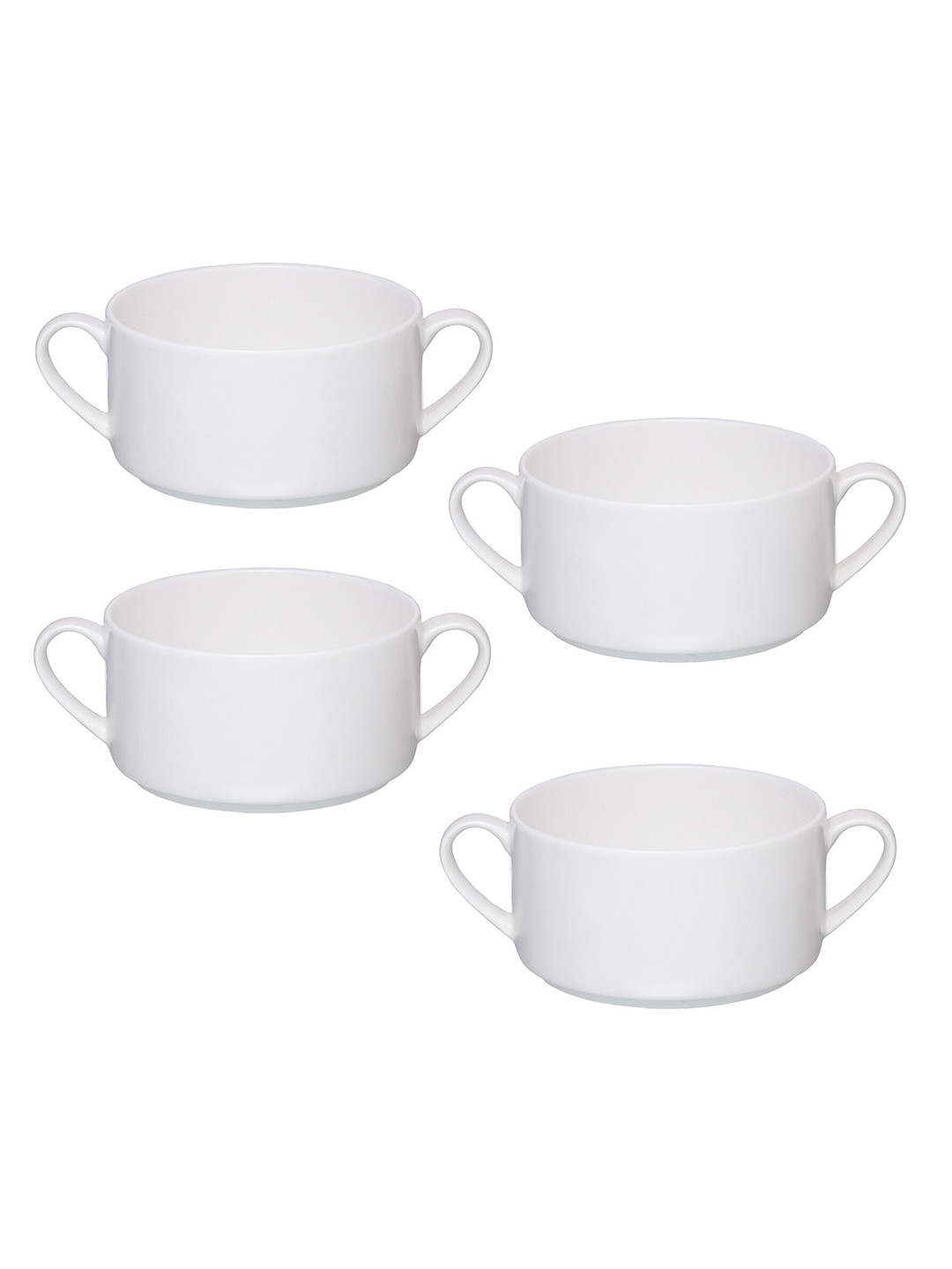 CLAY CRAFT White 4 Pieces Ceramic Glossy Soup Bowls