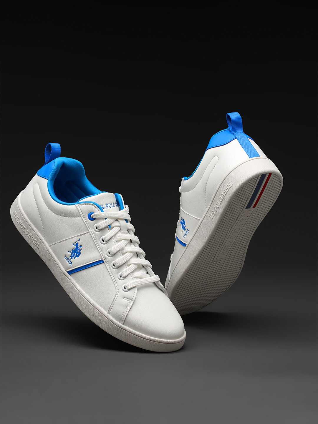 U S Polo Assn Men White PU Sneakers