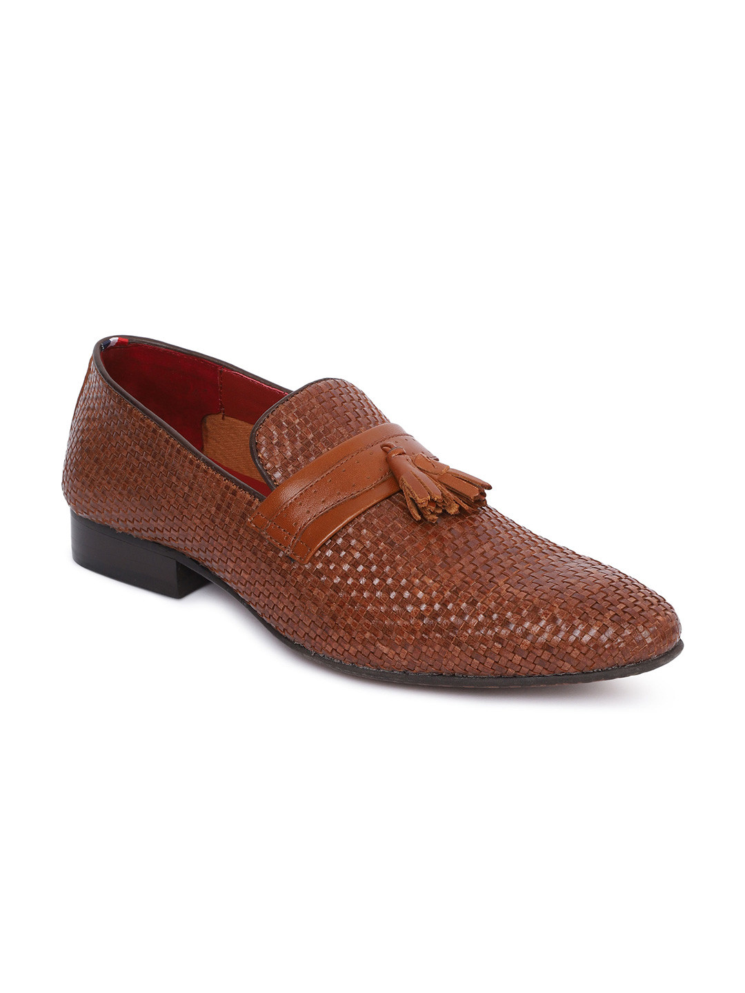 GABICCI Men Tan Brown Braided Formal Slip-on Shoes