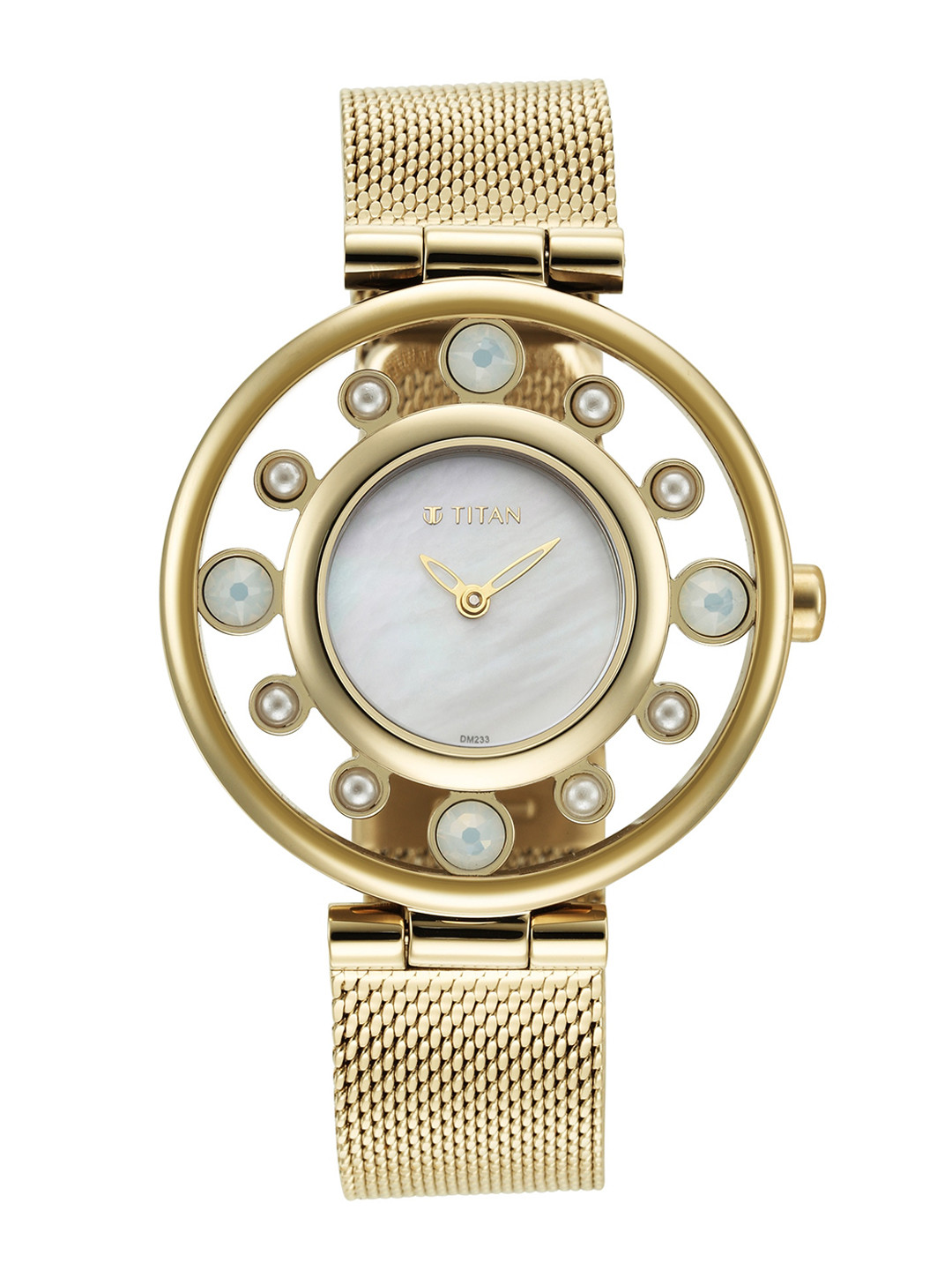 Titan Women White Mother Of Pearl Bracelet Style Analogue Watch 95161YM01