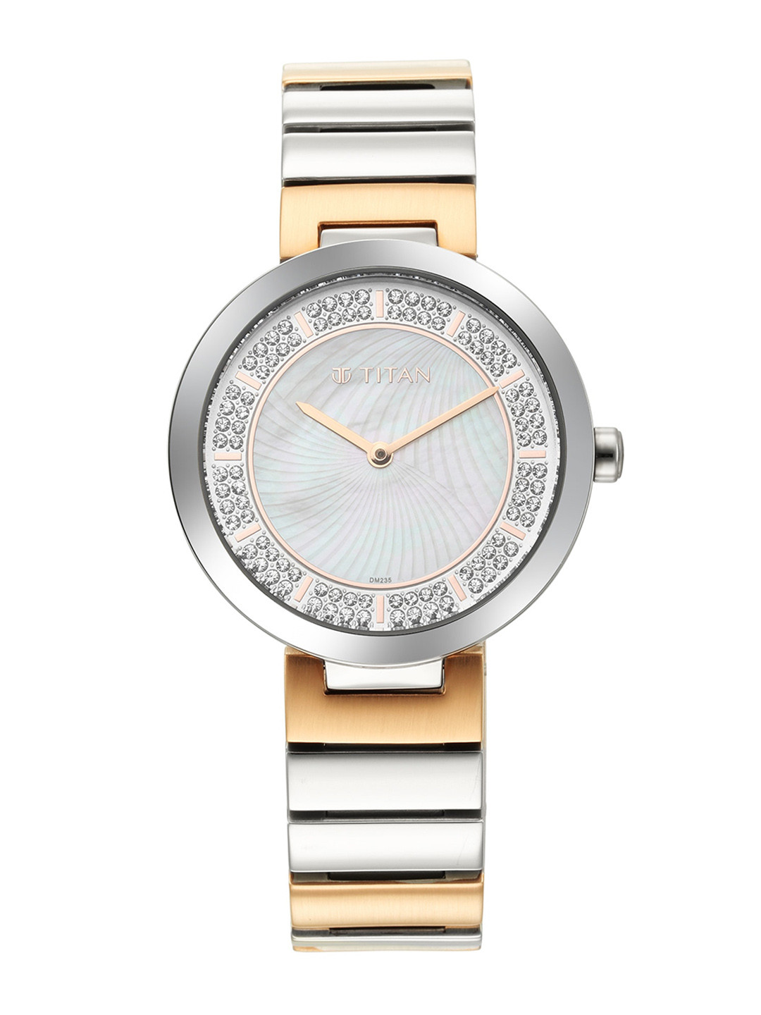 Titan Women White Embellished Dial & Multicoloured Stainless Steel Bracelet Style Straps Analogue Watch