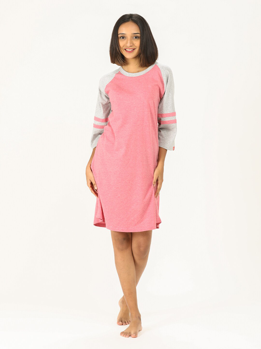 evolove Solid Knee Length Short  Nightdress