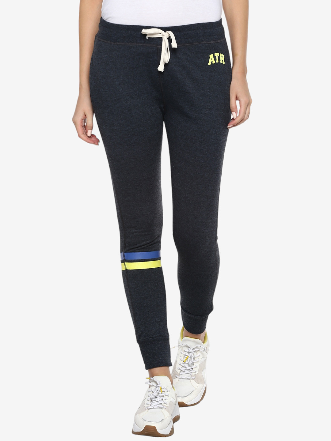 Alan Jones Women Charcoal Grey Solid Slim-Fit Joggers