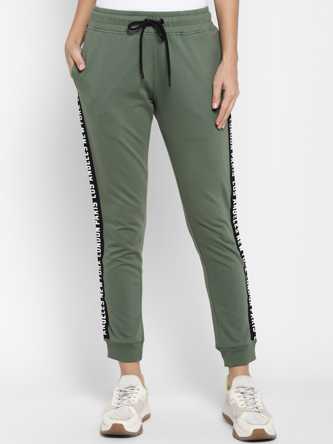 Alan Jones Women Green Solid Slim-Fit Joggers