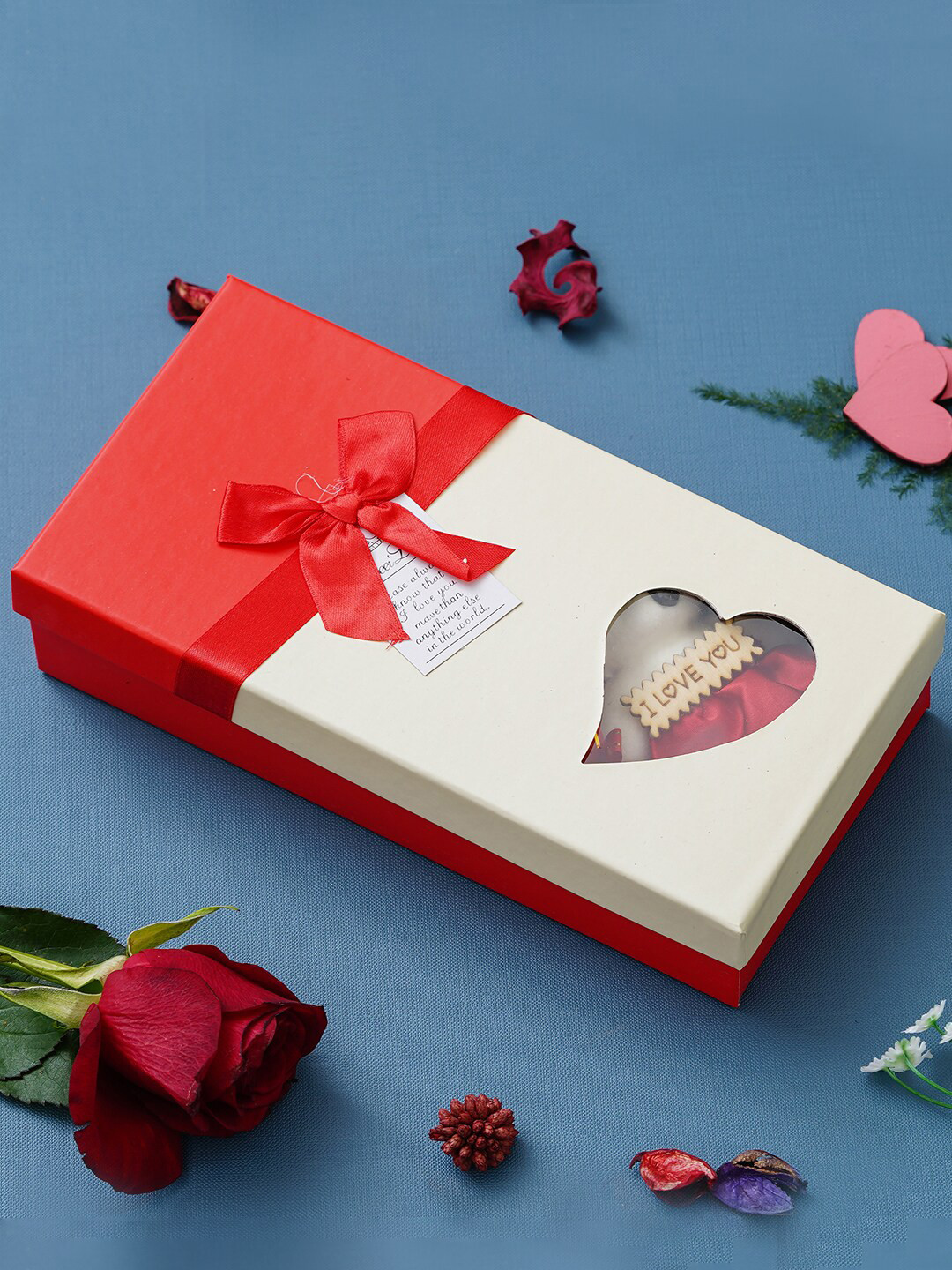 eCraftIndia Red & White Valentine's Square Shaped Gift Box-2 Pieces