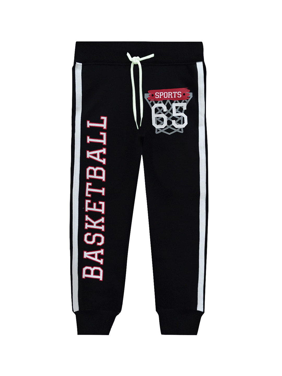 A.T.U.N. Girls Black Typography Printed Pure Cotton Joggers