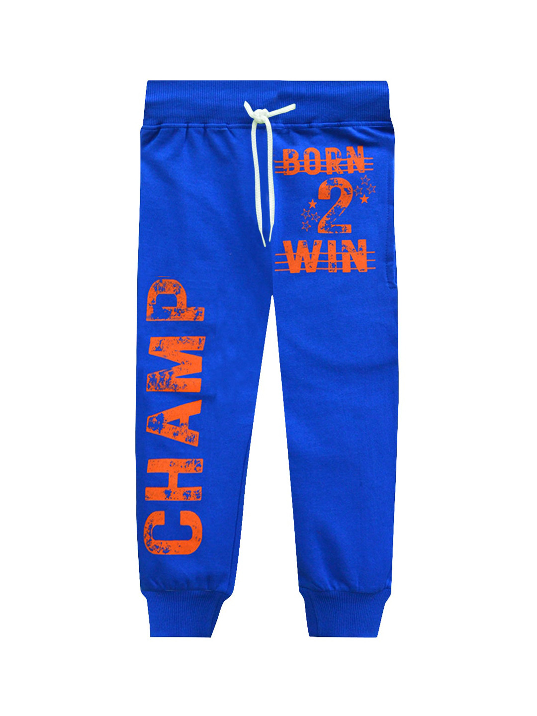 A.T.U.N. Girls Blue Typography Printed Pure Cotton Joggers