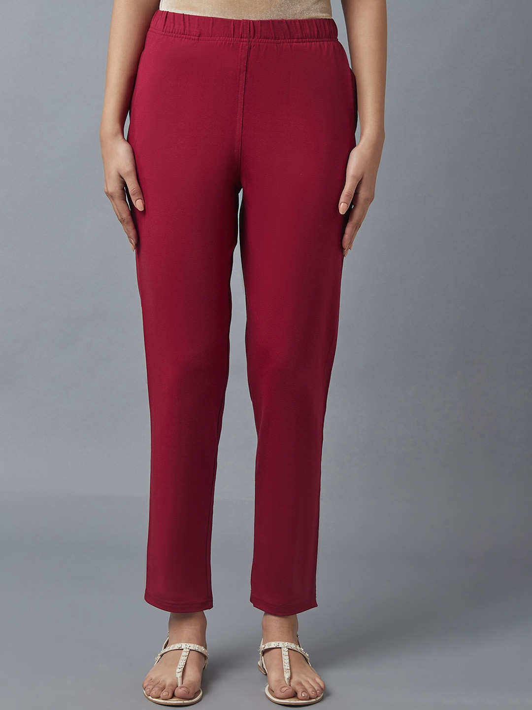 elleven Women Red Regular Fit Cropped Trousers