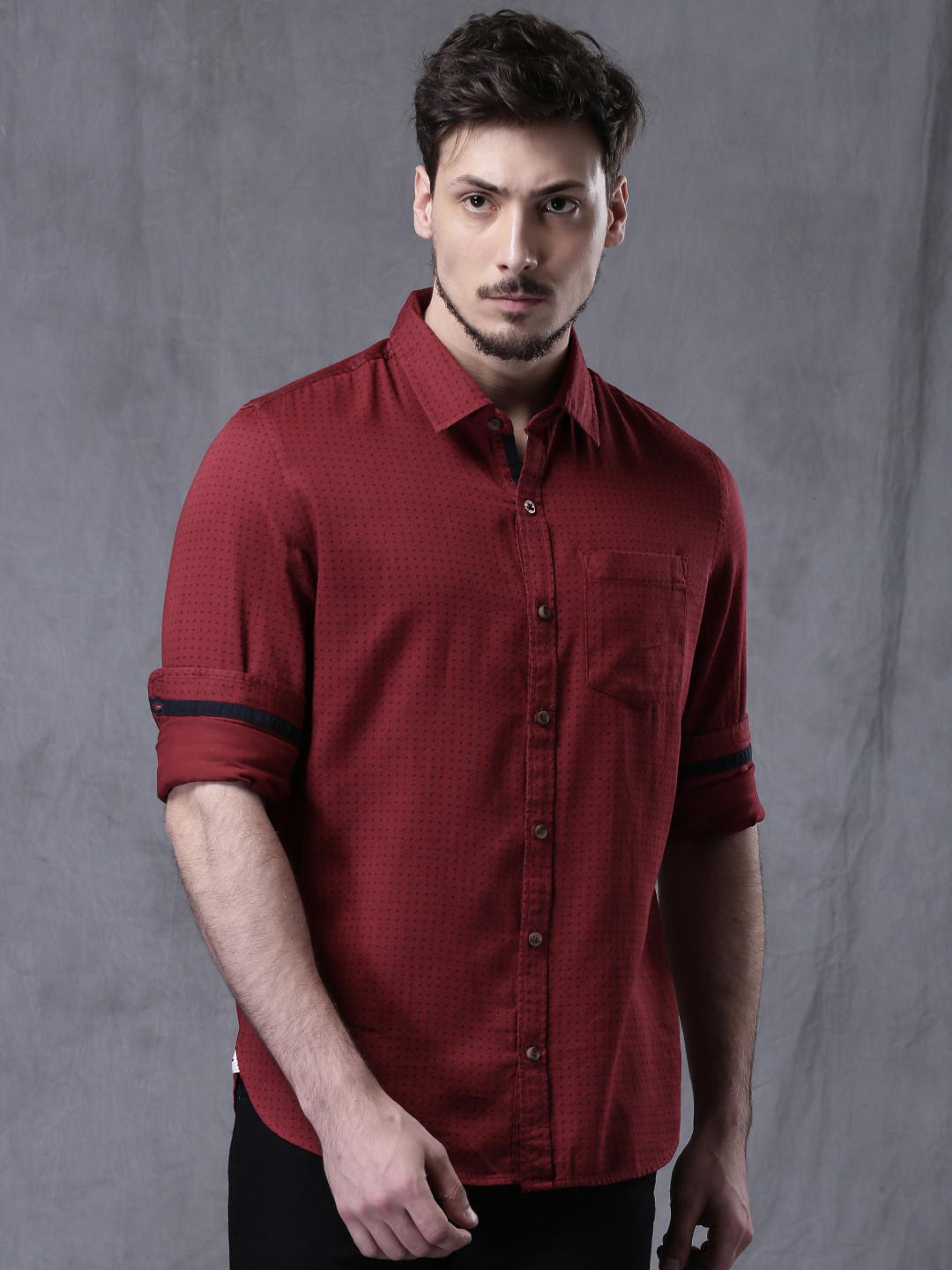 Buy WROGN Men Red Slim Fit Printed 