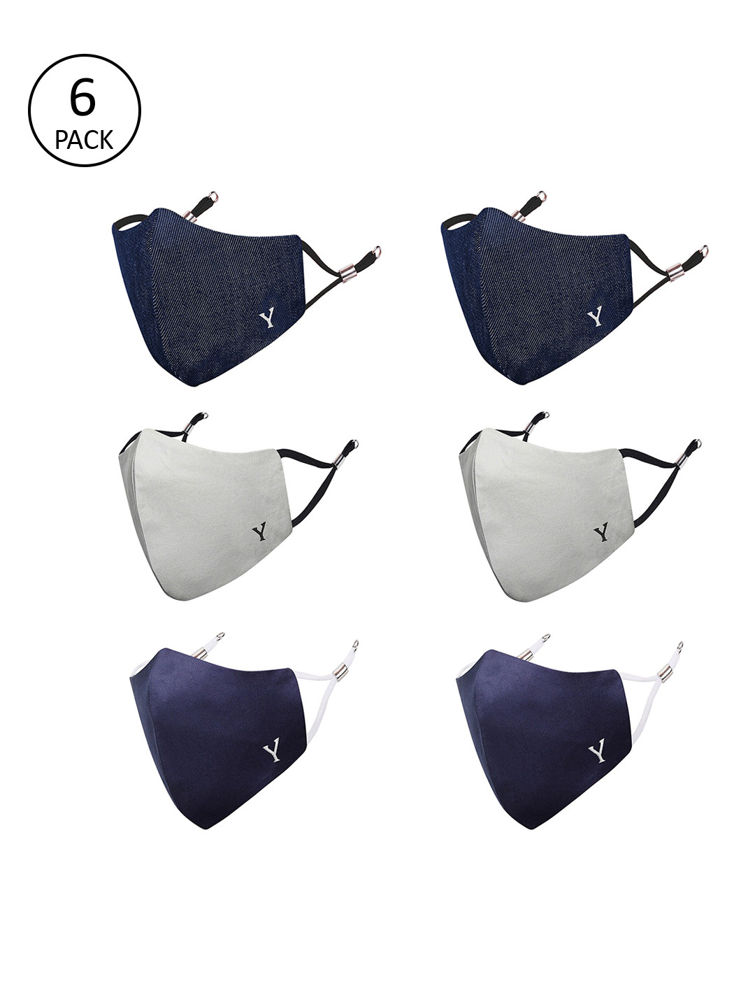 MASQ Unisex Pack Of 6 4-Ply Reusable Anti-Pollution Pure Cotton Cloth Masks