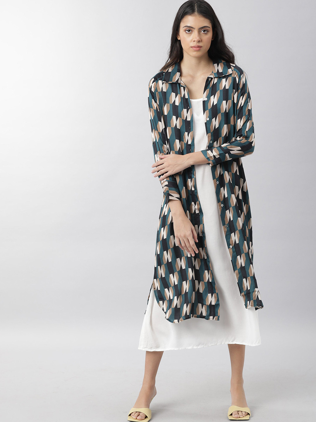 RAREISM Black & Blue Shirt Midi Dress