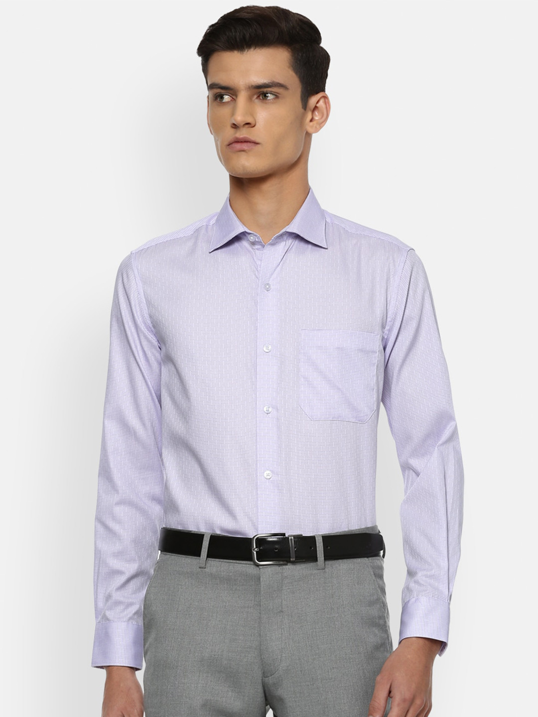 Louis Philippe Men Purple Cotton Printed Regular Fit Formal Shirt