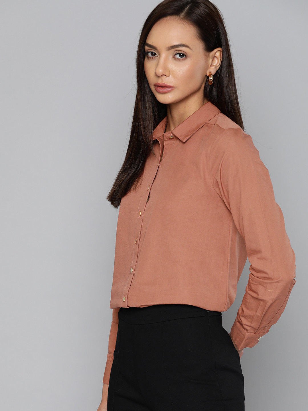 Chemistry Women Dusty Pink Cotton Tunic Length Shirt