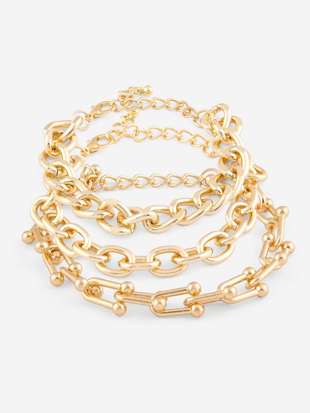ToniQ Women Gold-Plated Set Of 3 Link Bracelet