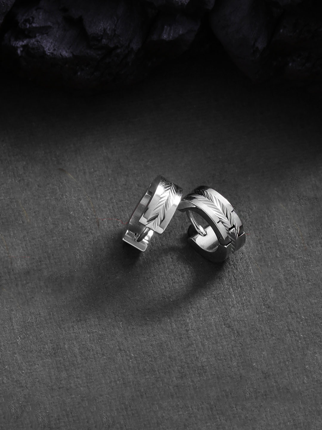 Yellow Chimes Silver-Toned Contemporary Hoops Stainless Steel Earrings