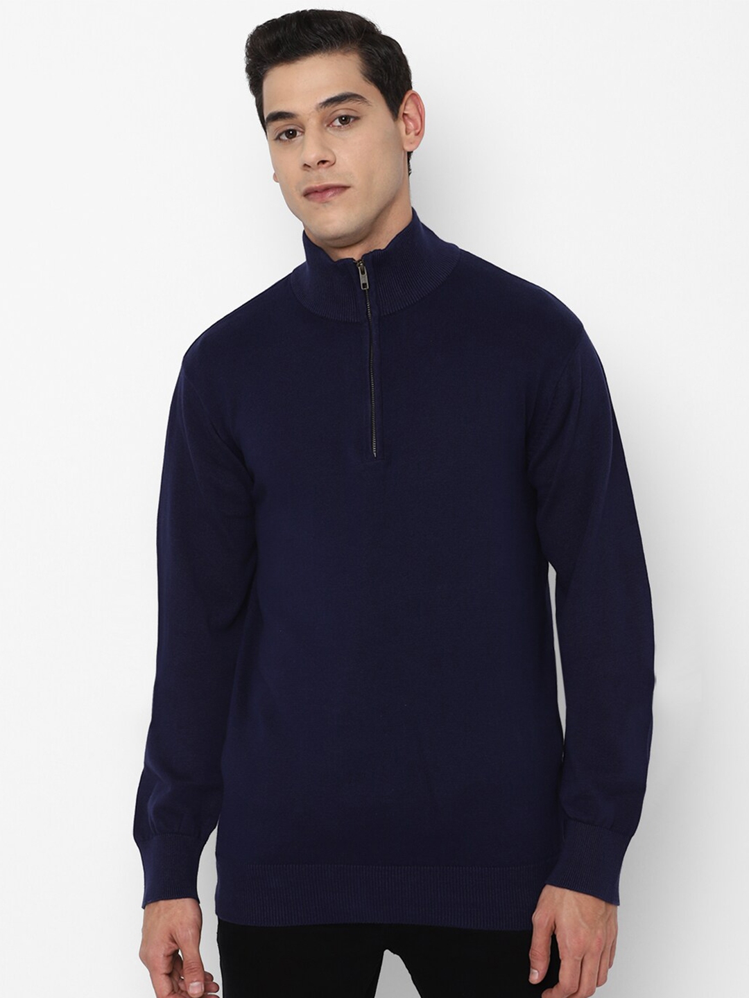 Buy FOREVER 21 Men Navy Blue Pullover with Zip Detail Sweaters for Men 17016396 Myntra
