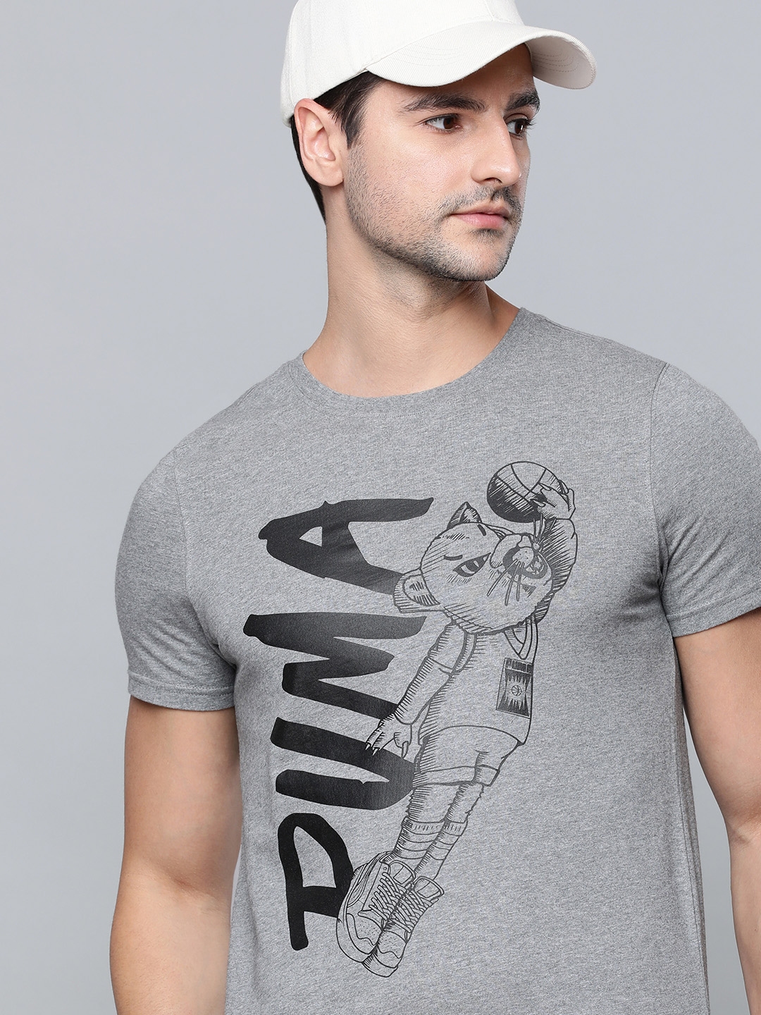 Buy PUMA Hoops Men Grey Graphic Printed Casual T shirt Tshirts for Men 17016466 Myntra