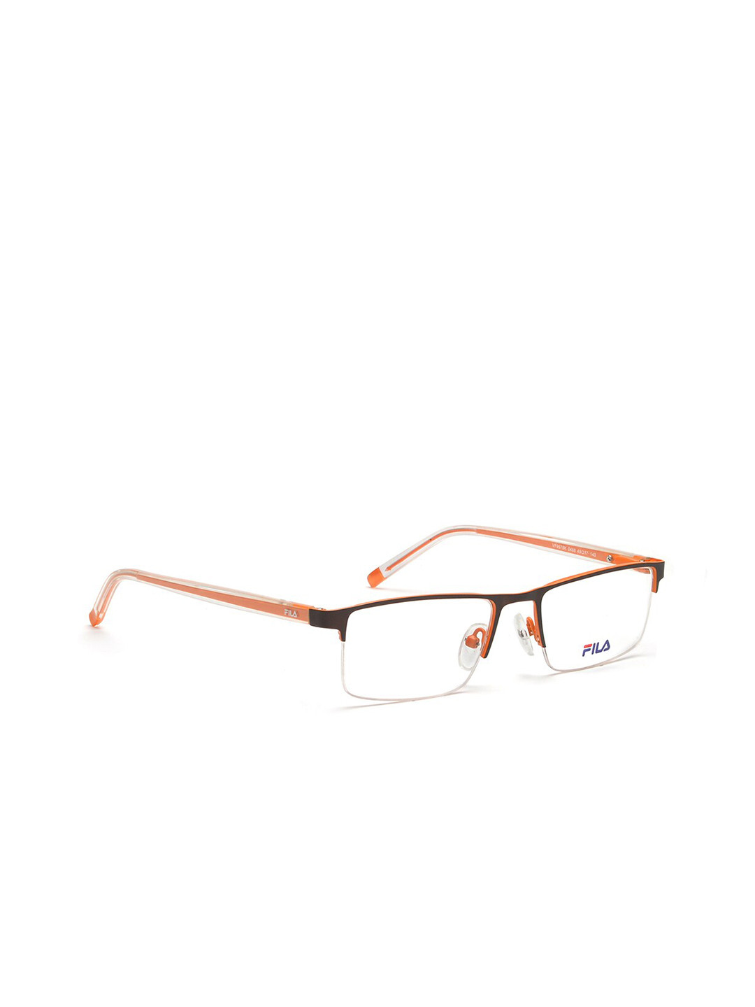 FILA Men Transparent & Brown Half Rim Rectangle Frames
