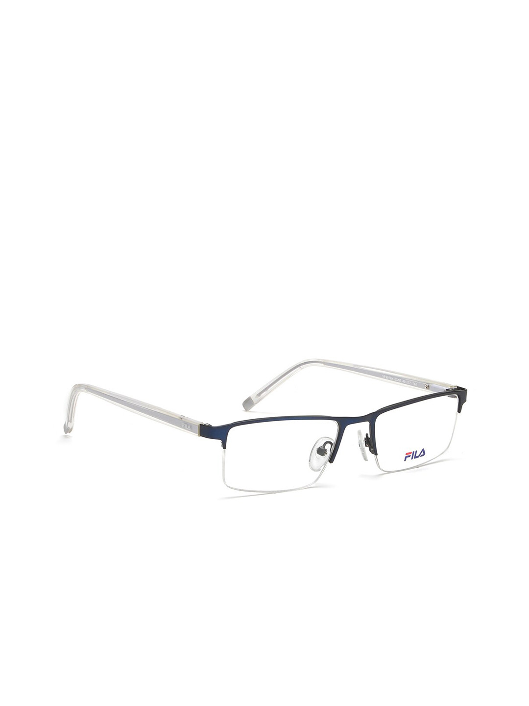 FILA Men Transparent & Navy Blue Half Rim Rectangle Frames