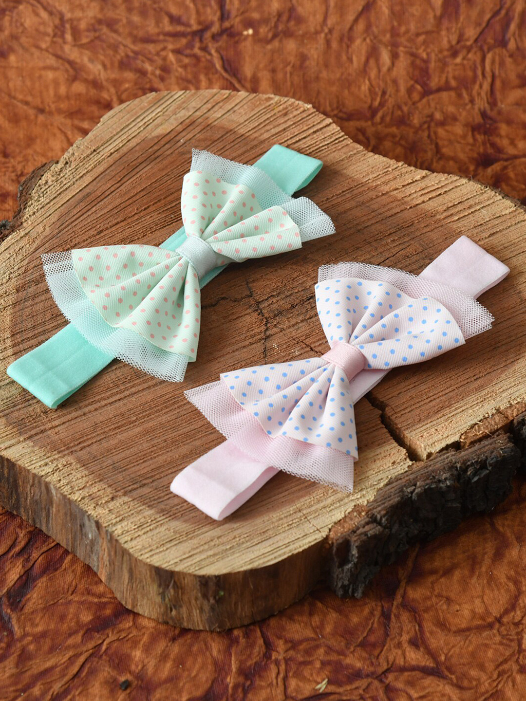 FUNKRAFTS Girls Pink & Blue Set of 2 Embellished Bow Hairbands