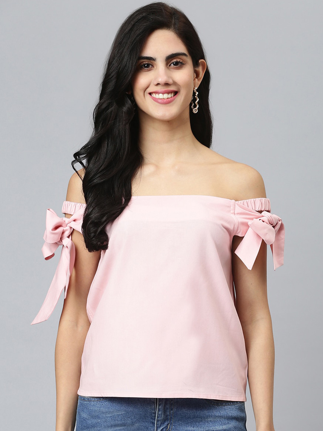 FLAMBOYANT Pink Off-Shoulder Bardot Top