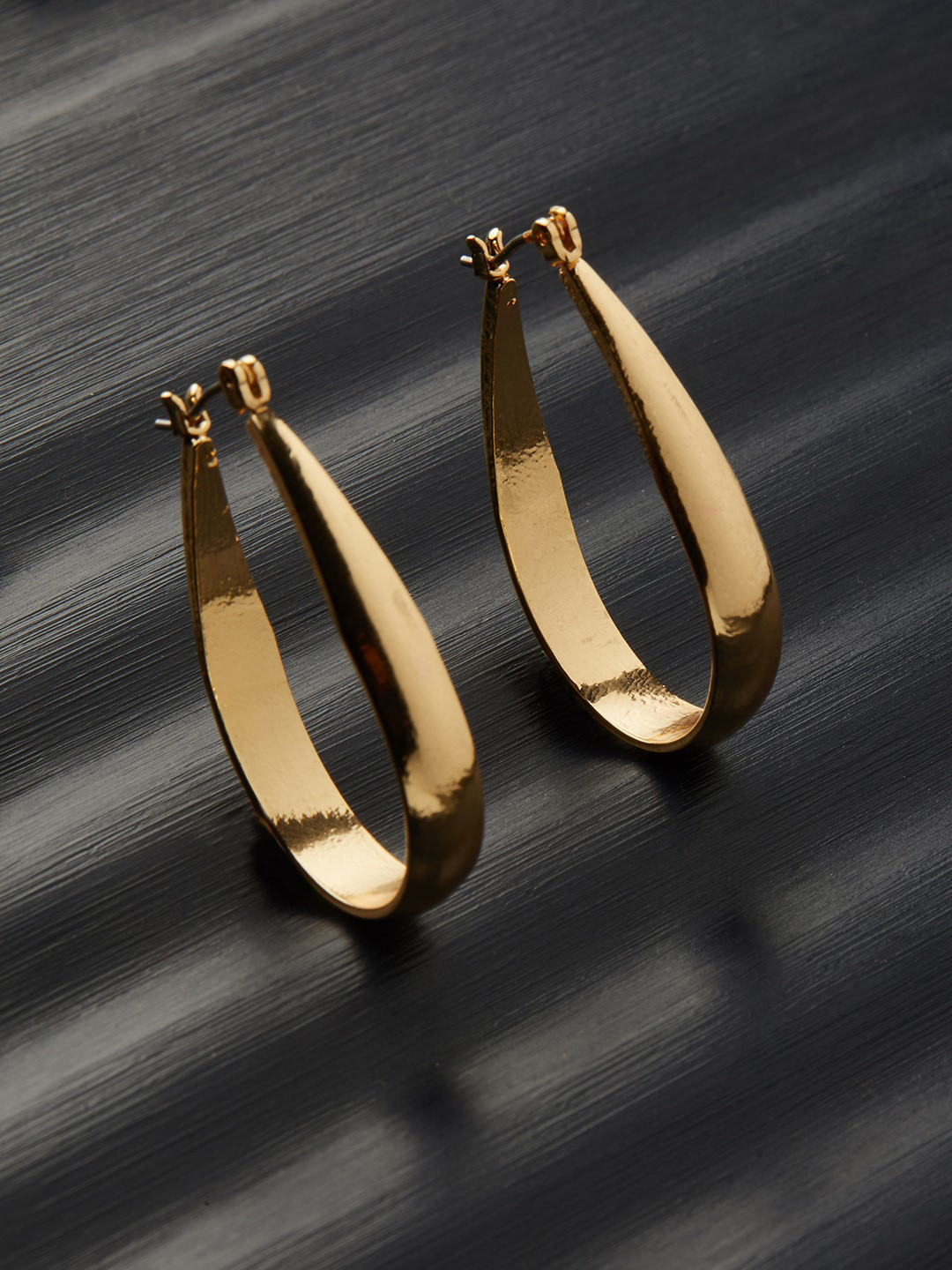 Accessorize London Women Gold -Toned Berry Blush Oval Long Hoop Earrings