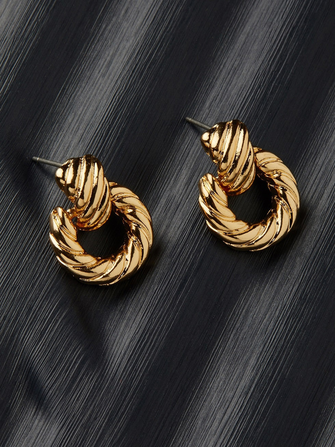 Accessorize Women Gold-Toned Berry Blush Twisted Tiny Doorknocker Earrings