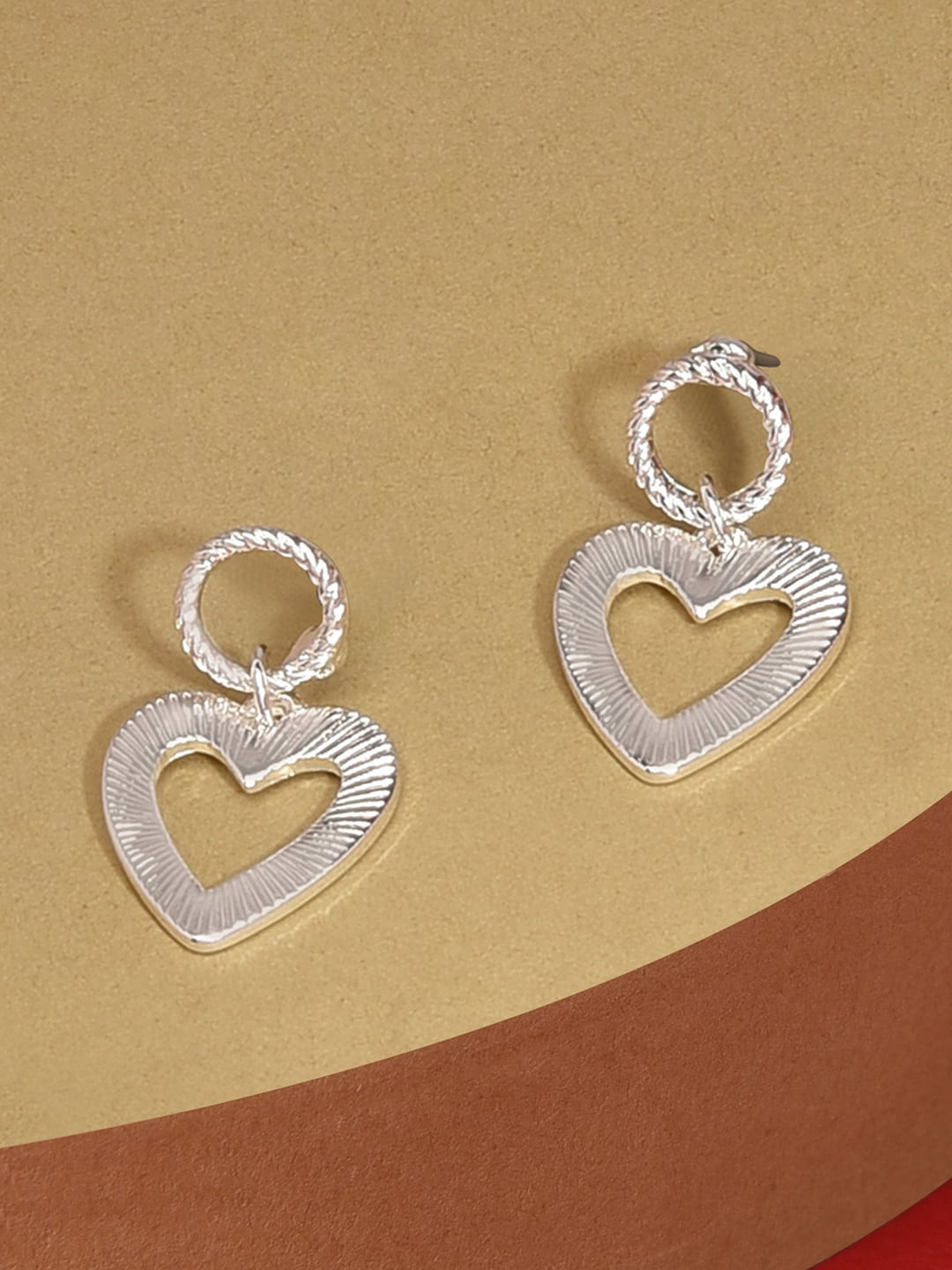 Accessorize London Women Silver-Toned Tiny Heart Short Drop Earrings