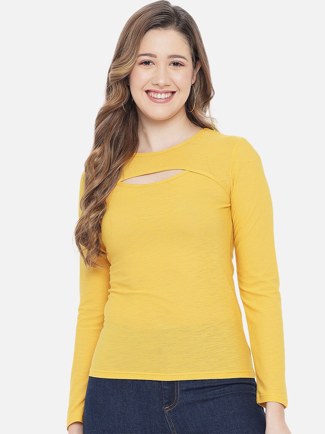 LE BOURGEOIS Yellow Solid Fitted Top