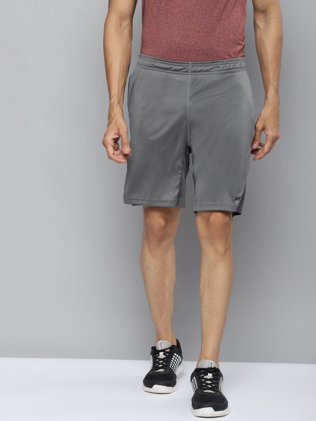 Reebok Men Grey Workout Comm Knit Training Shorts