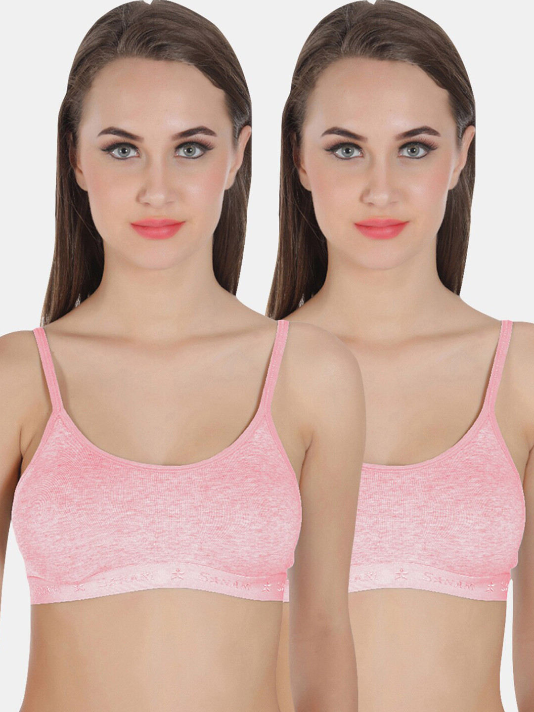 Sonari Women's Pink Set of 2 Non Wired Non Padded Cami Bra