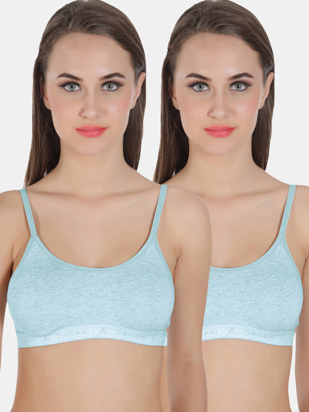 Sonari Women's Blue Set of 2 Non Wired Non Padded Cami Bra