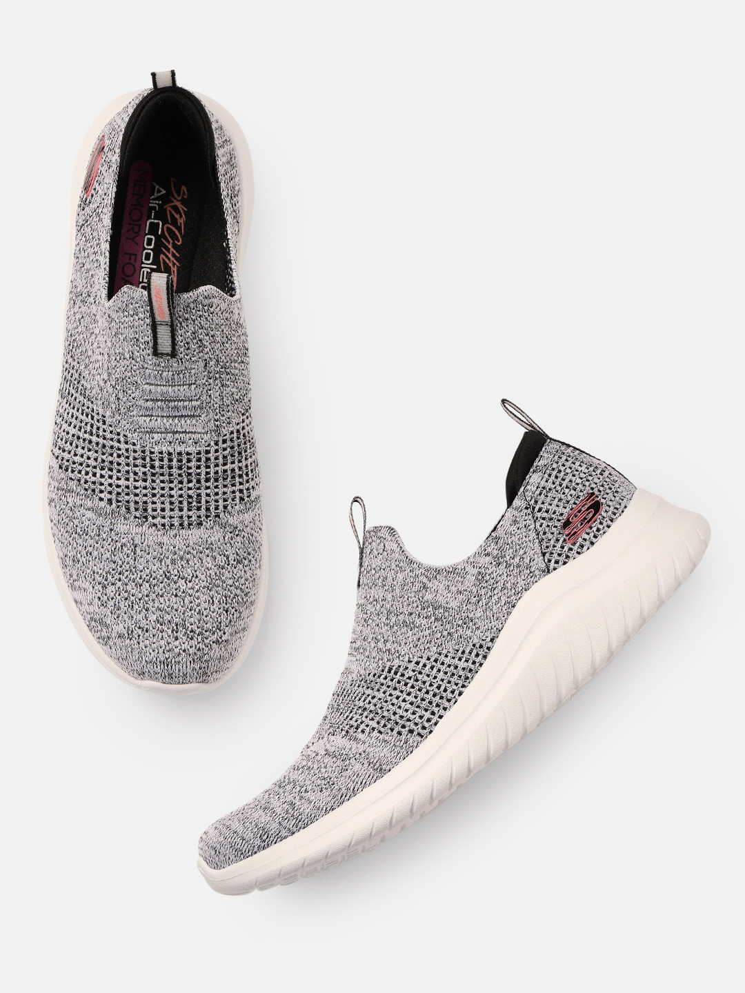 Skechers Women Grey Melange Ultra Flex 2.0 Slip-On Sneakers