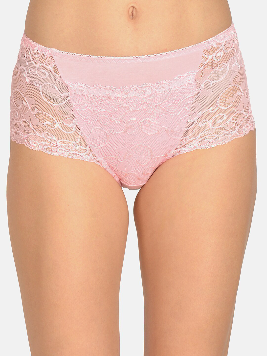 mod & shy Women Pink Self-Design Lace Hipster Briefs