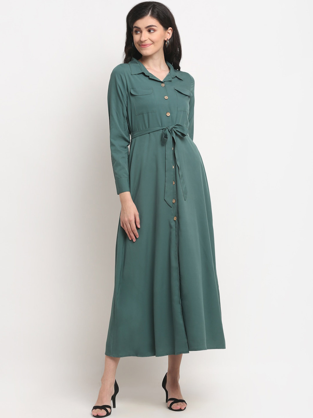 La Zoire Teal Shirt Midi Dress
