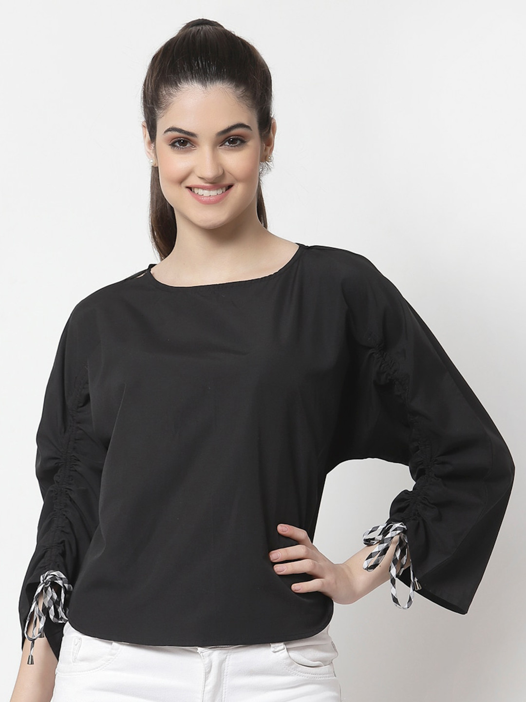 Style Quotient Black Extended Sleeves Top