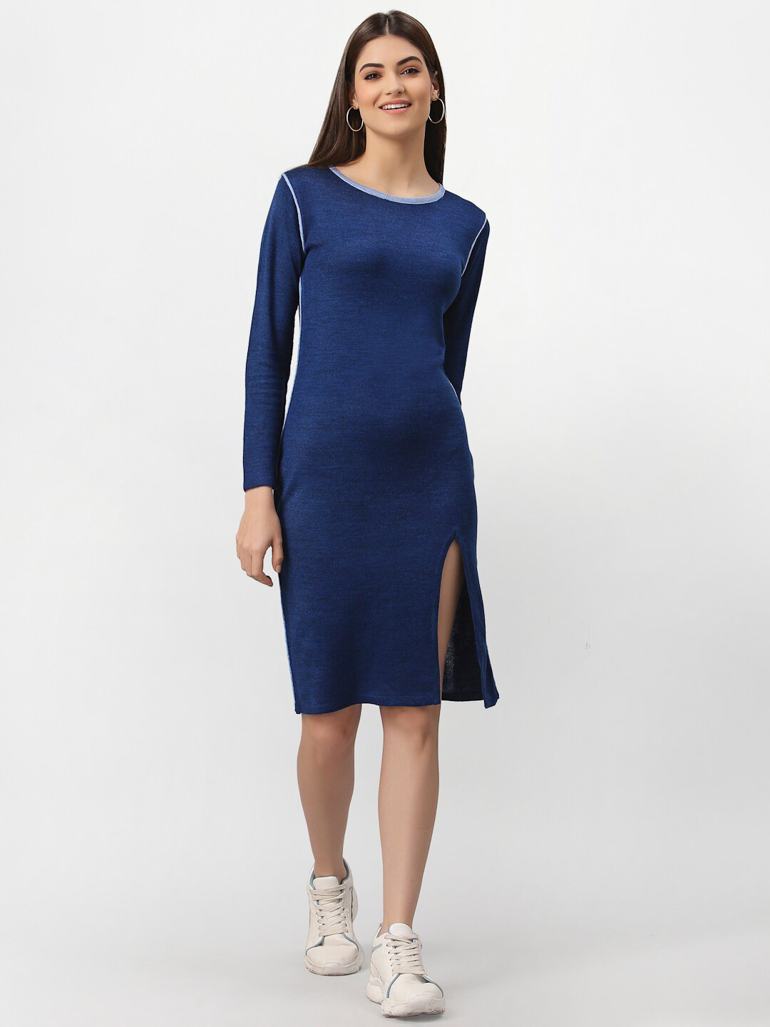 Miramor Blue Acrylic Sheath Dress