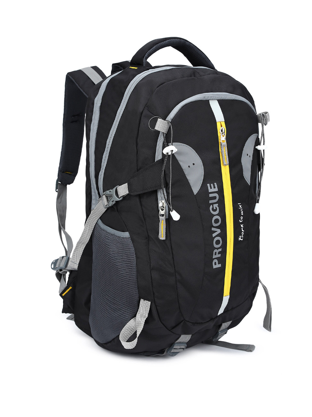 Provogue Unisex Black Colourblocked Backpack with Rain Cover