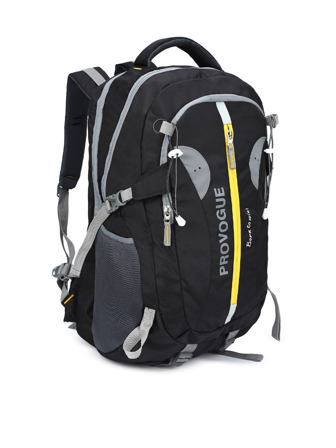 Provogue Unisex Black & Yellow Colourblocked Reflective Strip Backpack 46 L