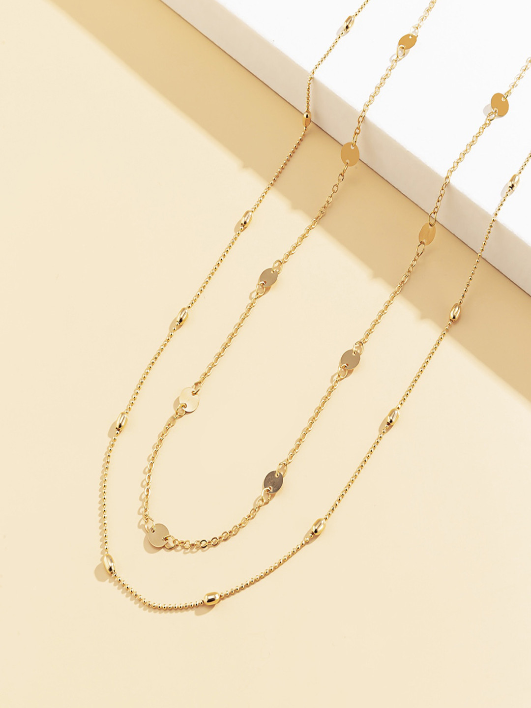 AQUASTREET Pack Of 2 Gold-Toned Dual Strand Golden Alloy Waist Chain