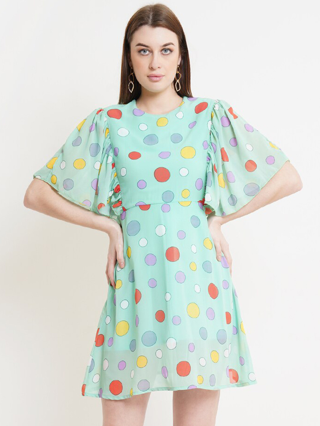 DODO & MOA Sea Green Floral Georgette Dress