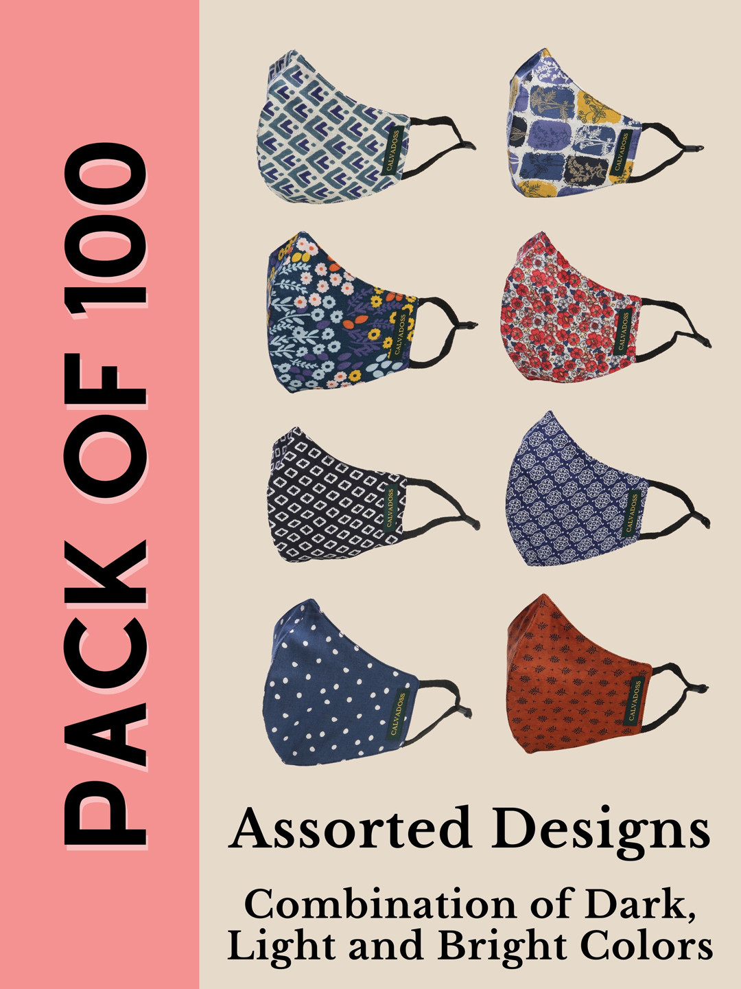 Calvadoss Women Pack Of 100 3-Ply Cotton Reusable Cloth Masks