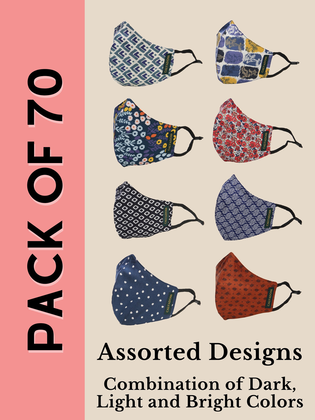 Calvadoss Women Pack of 70 3 Ply Assorted Cotton Outdoor Cloth Masks