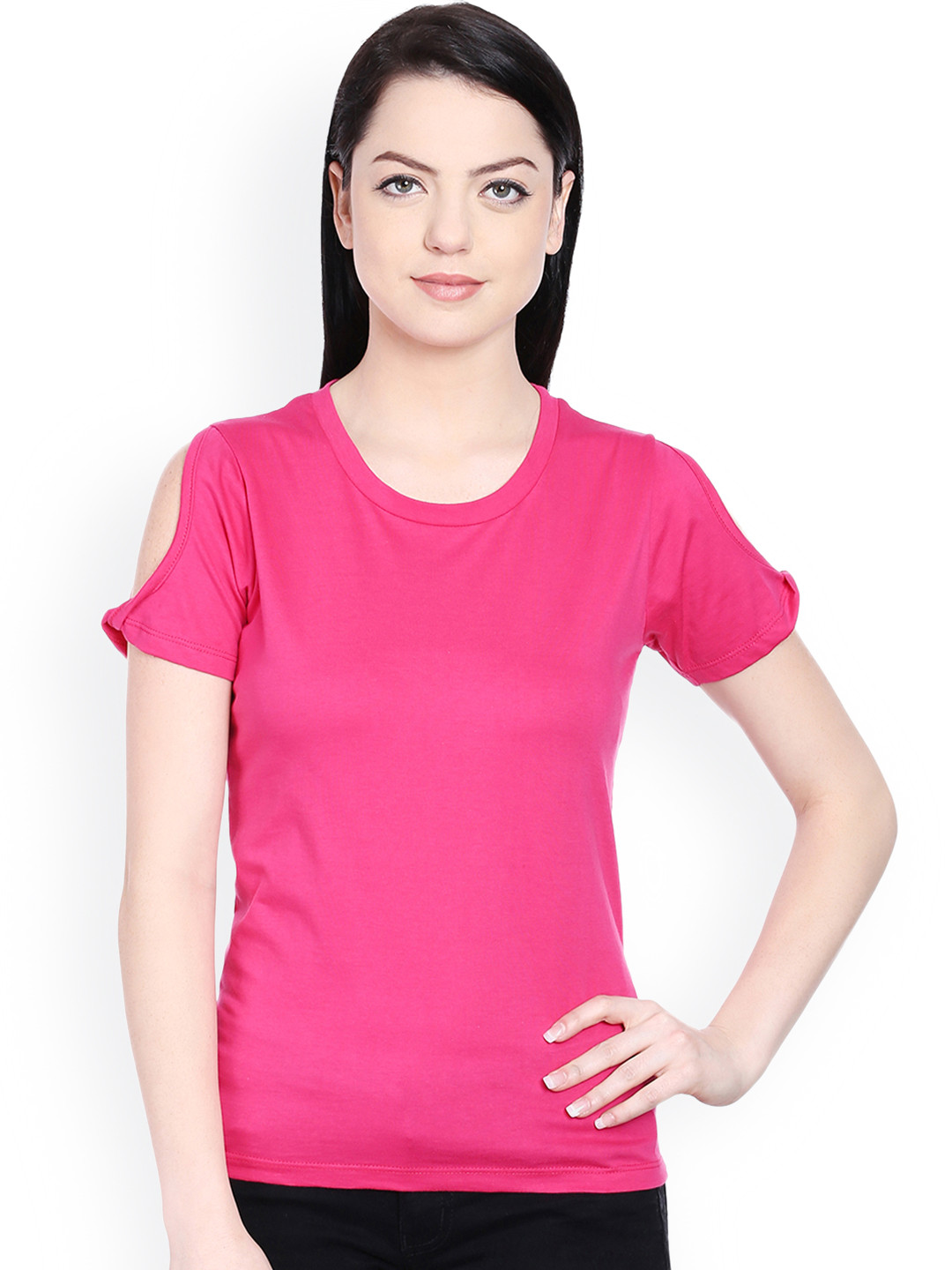 Style Quotient Women Pink Cold-Shoulder Top