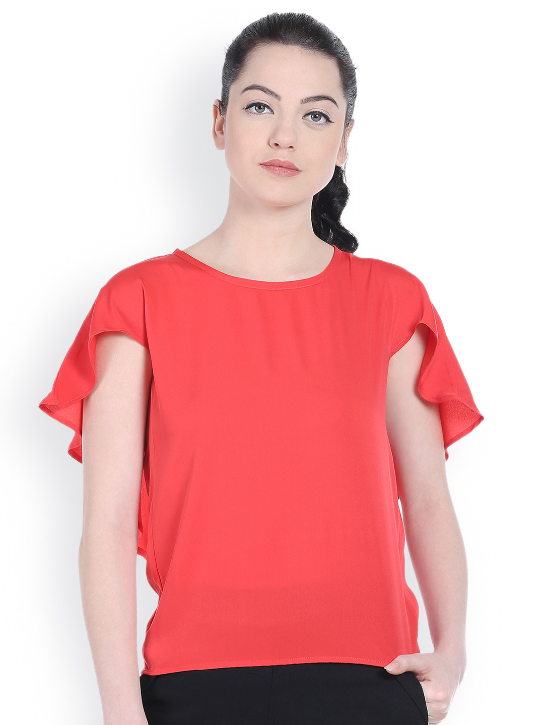 Style Quotient Women Red Cape Top