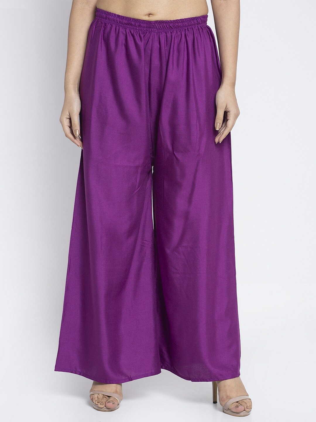 Jinfo Women Purple Flared Ethnic Palazzos