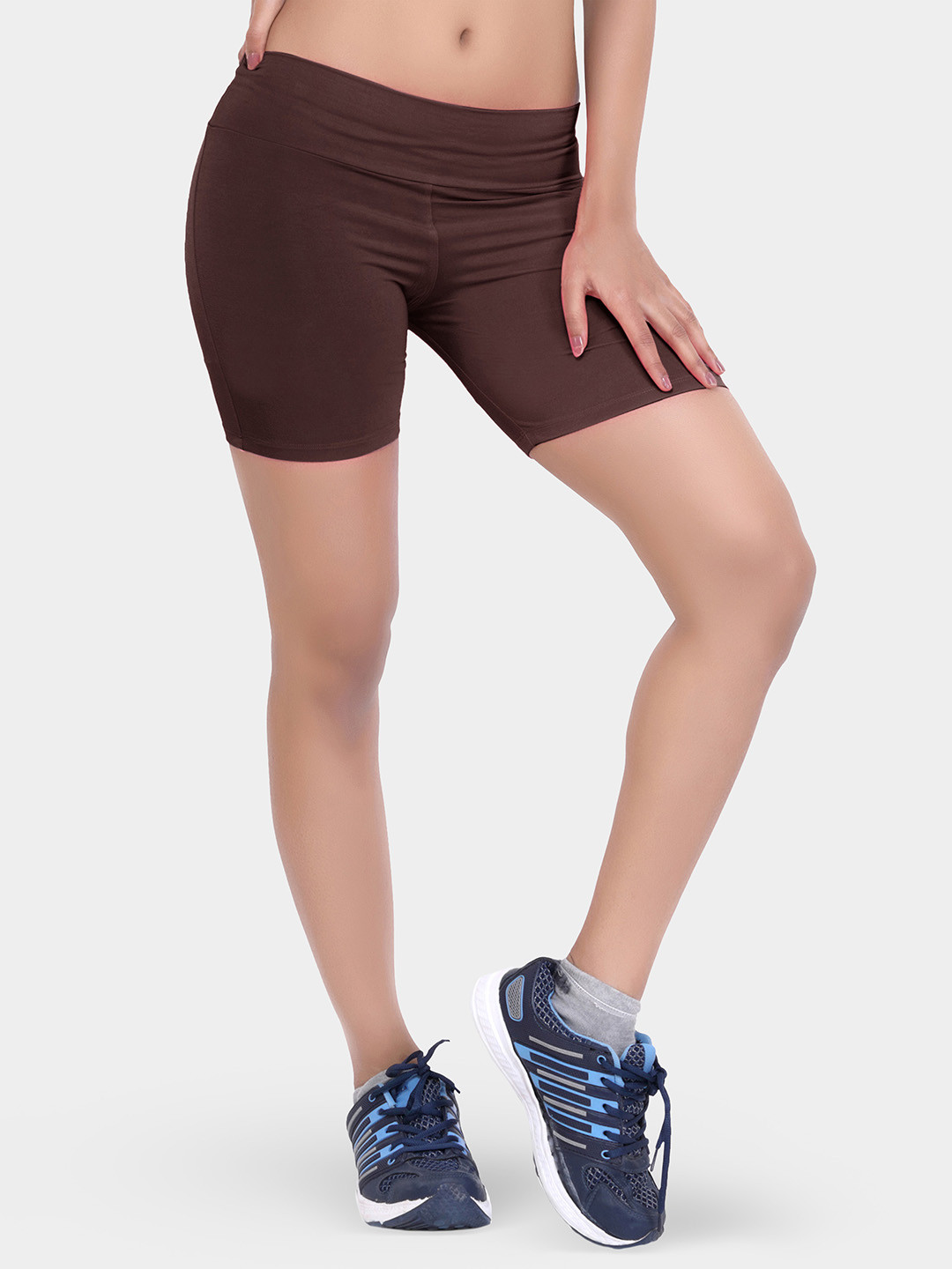 LAASA SPORTS Women Brown Skinny Fit Training or Gym Sports Shorts