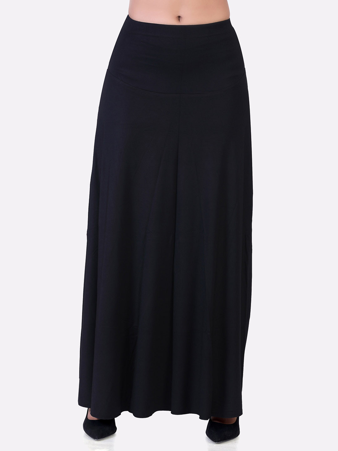 LAASA  SPORTS Woman Black Flared Long Maxi skirt